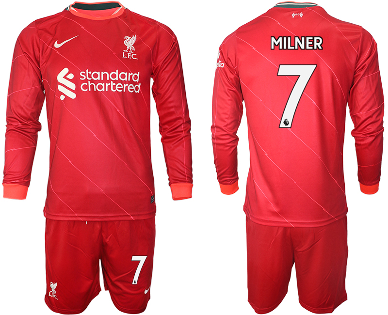 Men 2021-2022 Club Liverpool home red Long Sleeve #7 Soccer Jersey